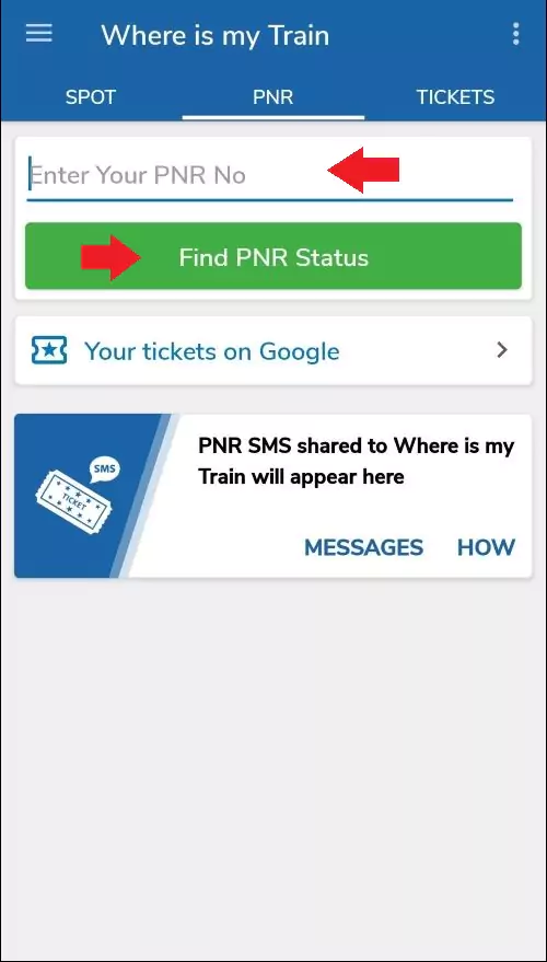 चेक ट्रेन PNR स्टेटस ऑनलाइन