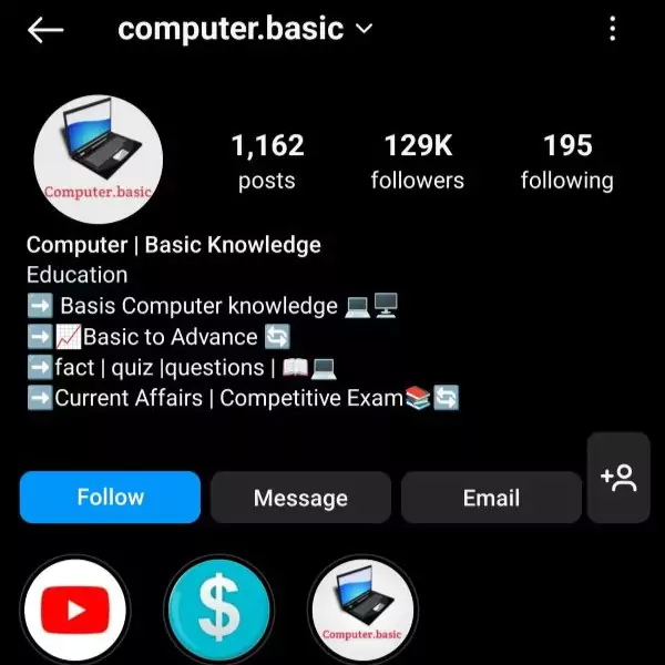 Computer Basic Instagram Page