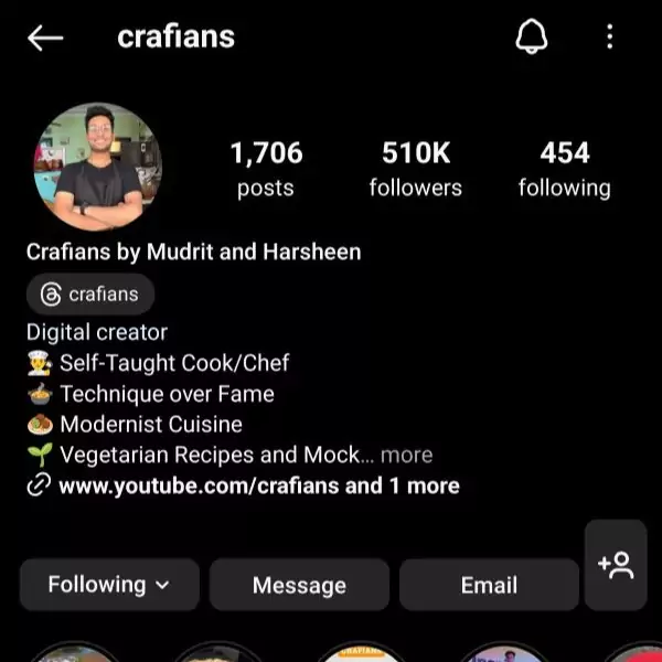 Crafians Food and Recipe Instagram Page