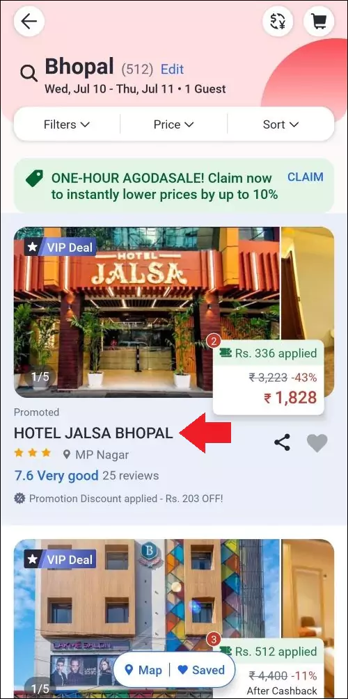 Select a hotel