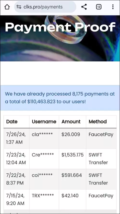 Clks payment proof