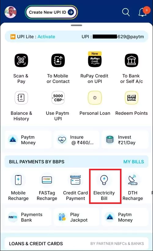 Navigate to Electricity Bill