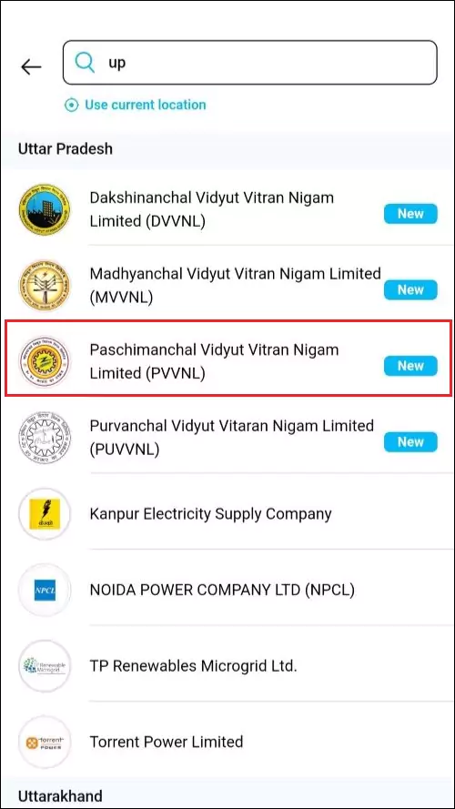 Select your state electricity provider